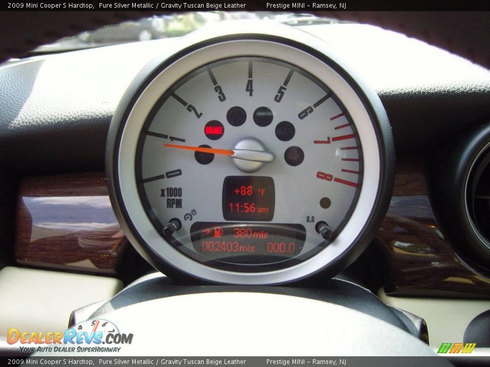 2009 Mini Cooper S Hardtop Pure Silver Metallic / Gravity Tuscan Beige Leather Photo #8