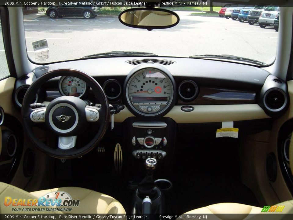 2009 Mini Cooper S Hardtop Pure Silver Metallic / Gravity Tuscan Beige Leather Photo #9