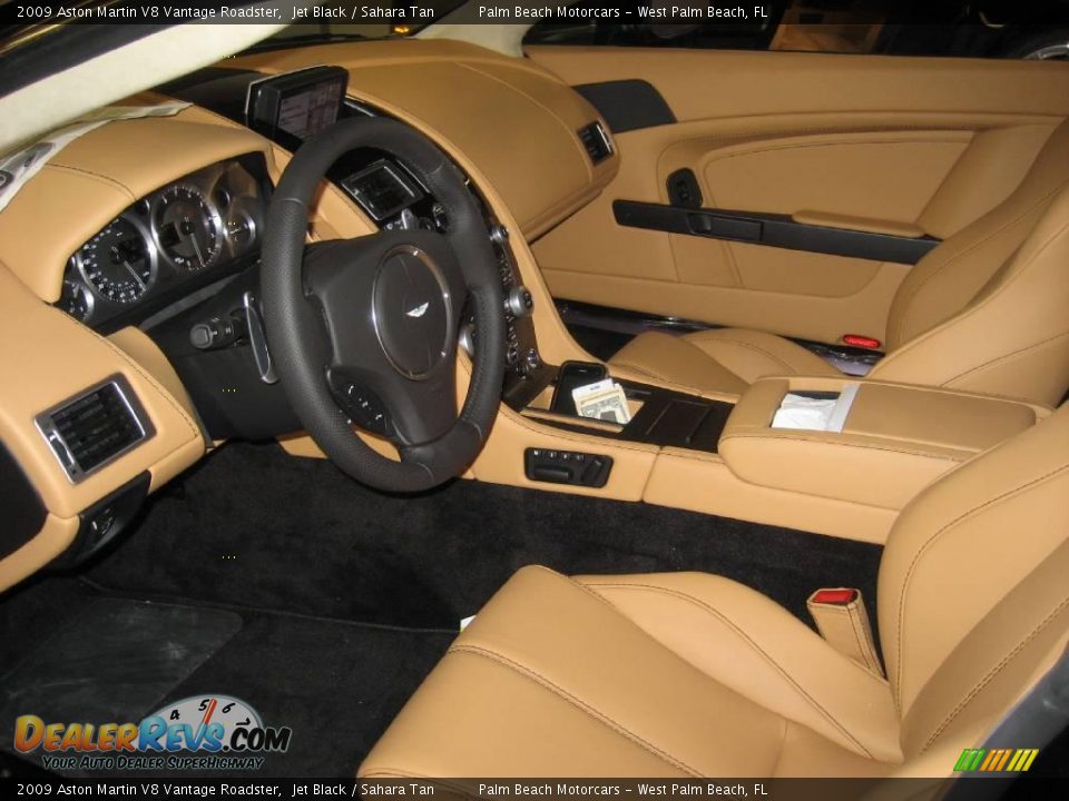 2009 Aston Martin V8 Vantage Roadster Jet Black / Sahara Tan Photo #13