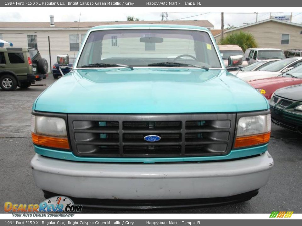 1994 Ford F150 XL Regular Cab Bright Calypso Green Metallic / Grey Photo #5