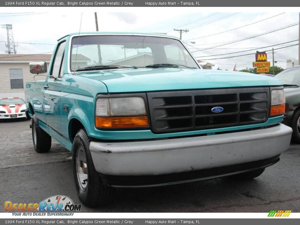 1994 Ford F150 XL Regular Cab Bright Calypso Green Metallic / Grey Photo #6