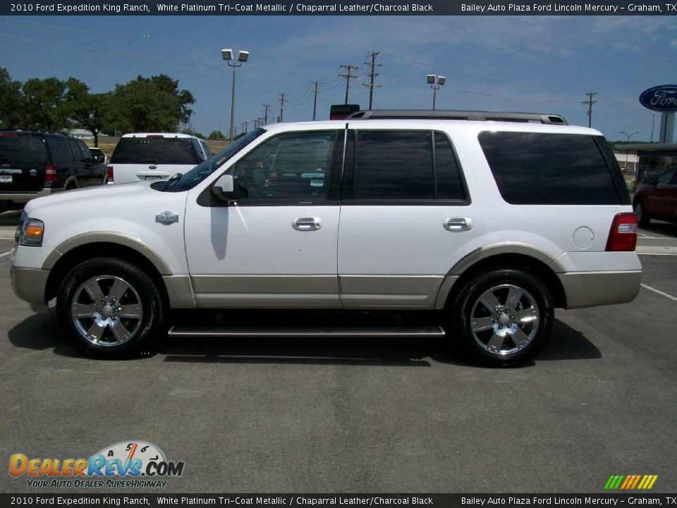 2010 Ford Expedition King Ranch White Platinum Tri-Coat Metallic / Chaparral Leather/Charcoal Black Photo #2