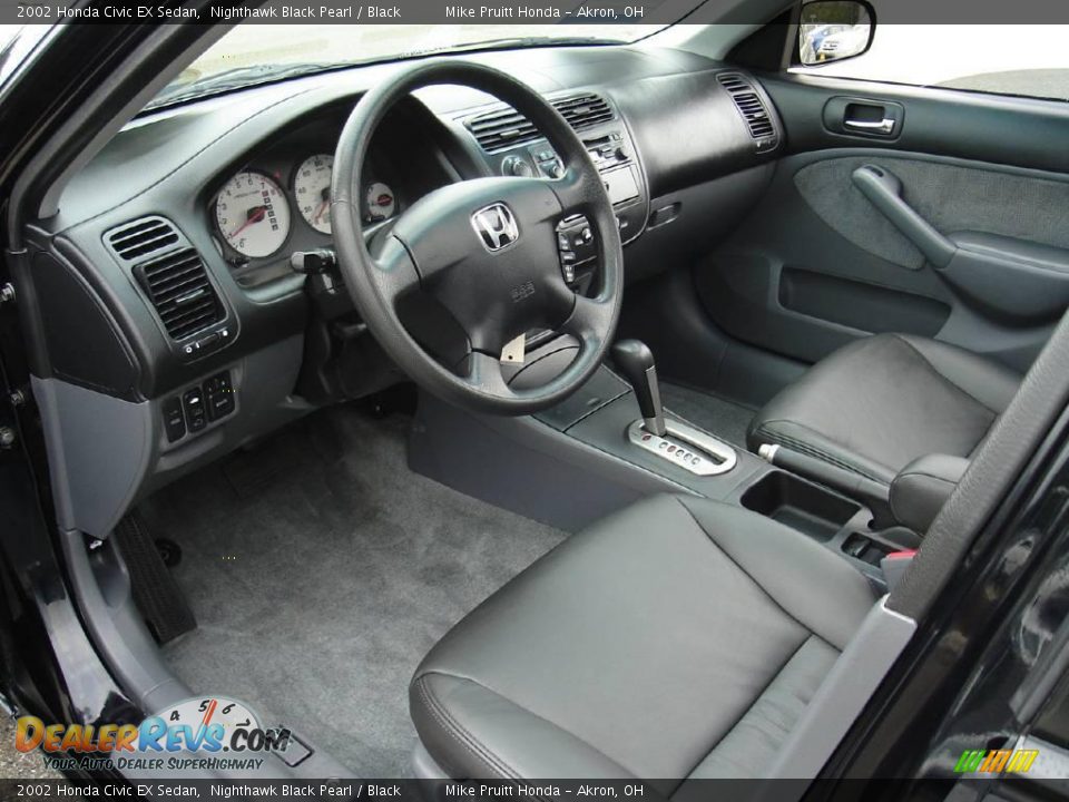 2002 Honda Civic EX Sedan Nighthawk Black Pearl / Black Photo #23