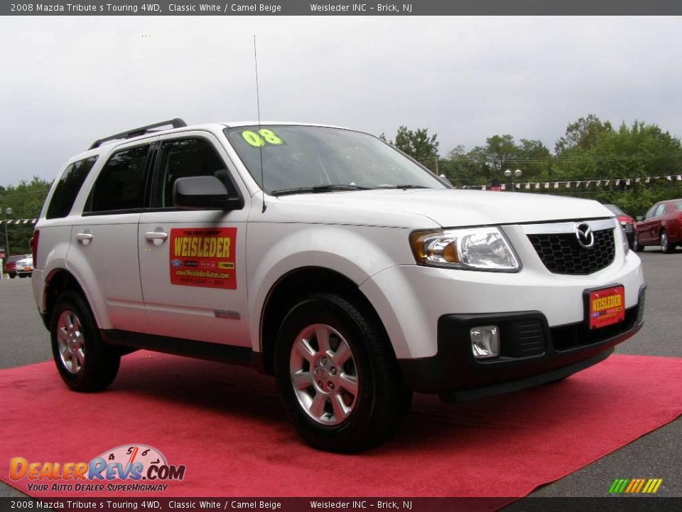 2008 Mazda Tribute s Touring 4WD Classic White / Camel Beige Photo #3