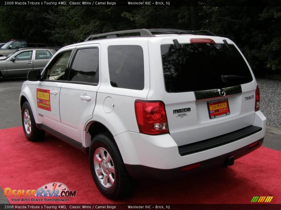 2008 Mazda Tribute s Touring 4WD Classic White / Camel Beige Photo #6