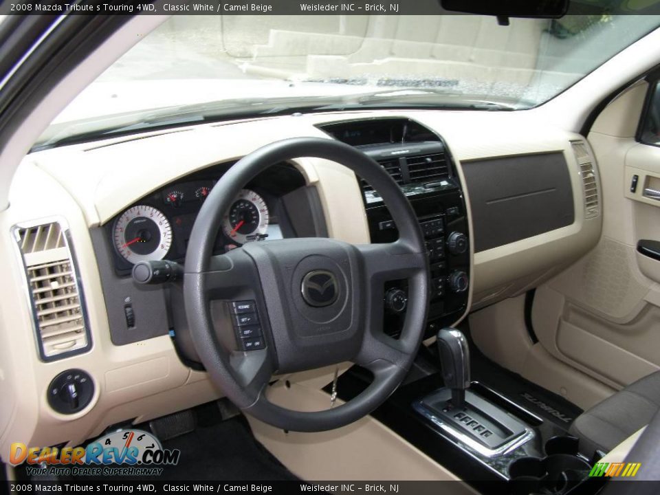 2008 Mazda Tribute s Touring 4WD Classic White / Camel Beige Photo #12