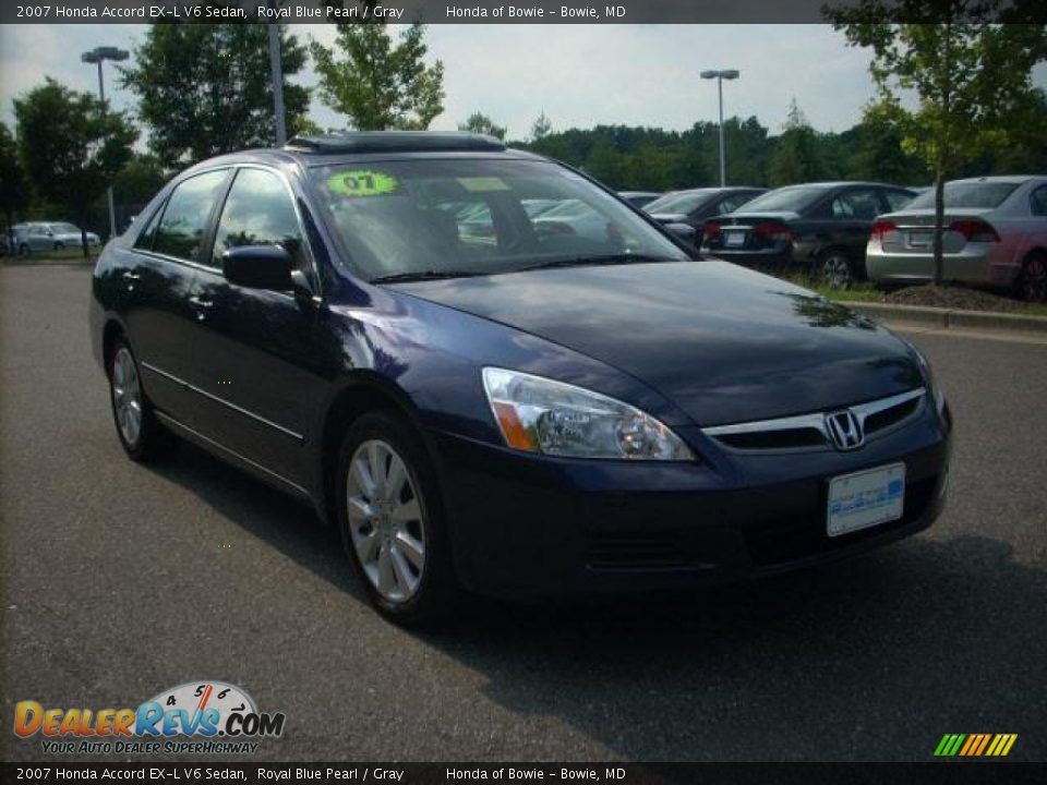 2007 Honda Accord EX-L V6 Sedan Royal Blue Pearl / Gray Photo #1