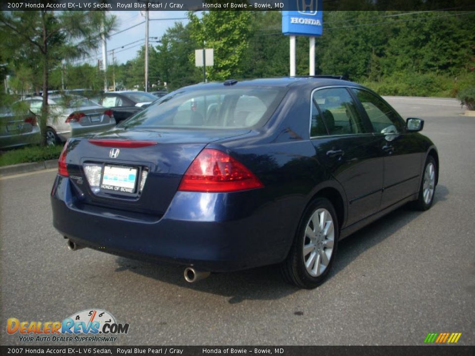 2007 Honda Accord EX-L V6 Sedan Royal Blue Pearl / Gray Photo #3