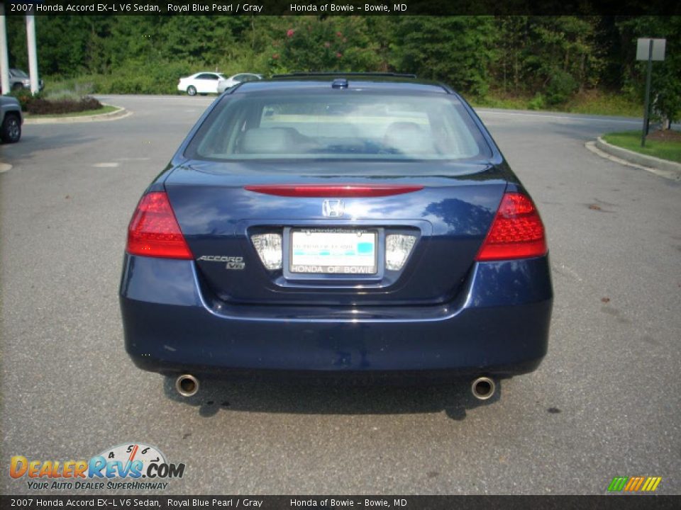2007 Honda Accord EX-L V6 Sedan Royal Blue Pearl / Gray Photo #4