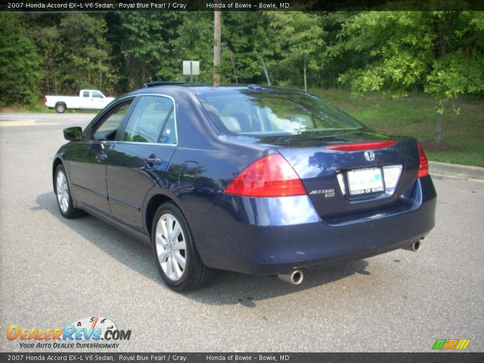 2007 Honda Accord EX-L V6 Sedan Royal Blue Pearl / Gray Photo #5