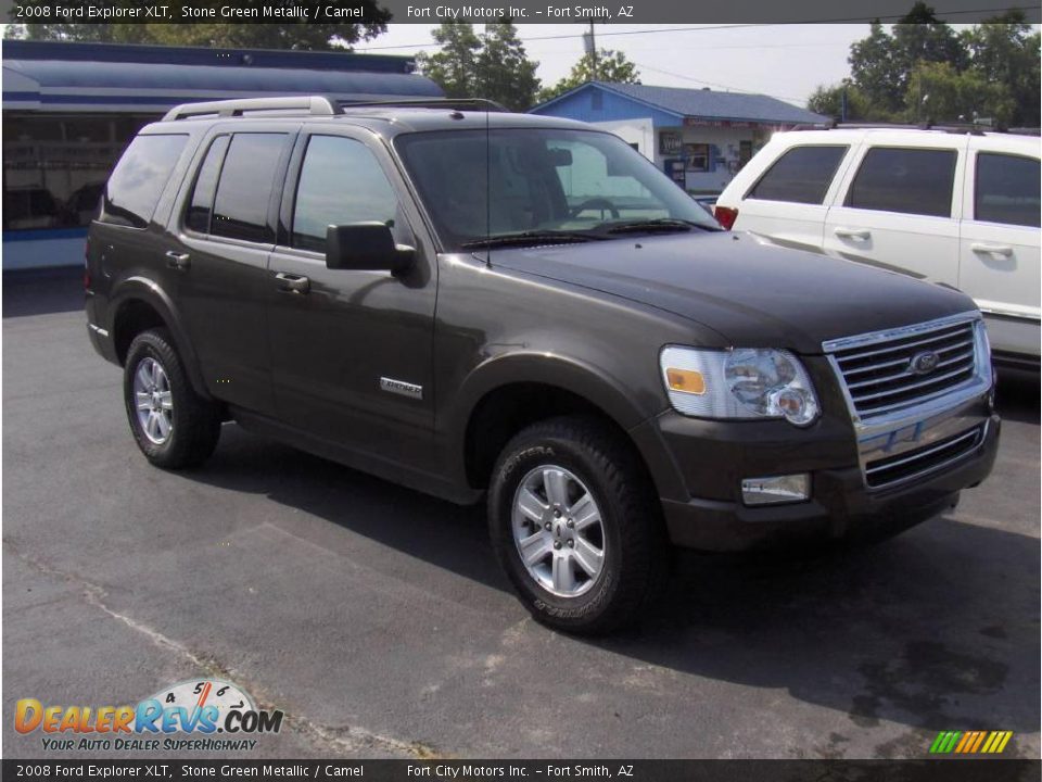 2008 Ford Explorer XLT Stone Green Metallic / Camel Photo #4