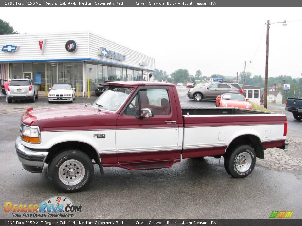 1993 Ford F150 XLT Regular Cab 4x4 Medium Cabernet / Red Photo #1