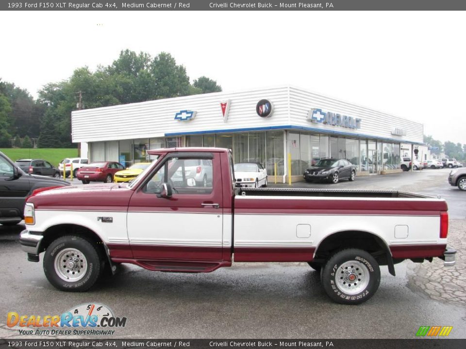 1993 Ford F150 XLT Regular Cab 4x4 Medium Cabernet / Red Photo #2