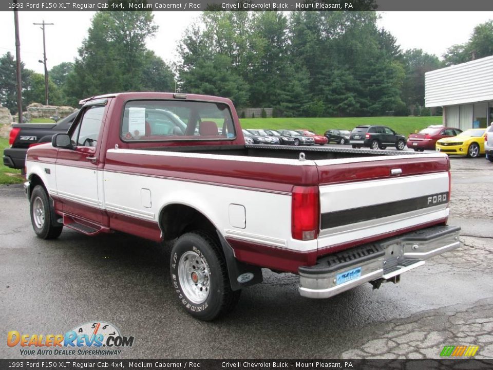 1993 Ford F150 XLT Regular Cab 4x4 Medium Cabernet / Red Photo #3