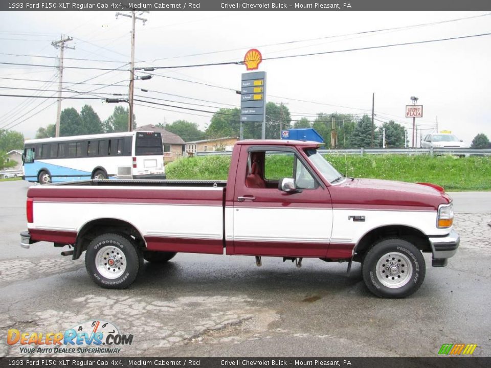 1993 Ford F150 XLT Regular Cab 4x4 Medium Cabernet / Red Photo #12