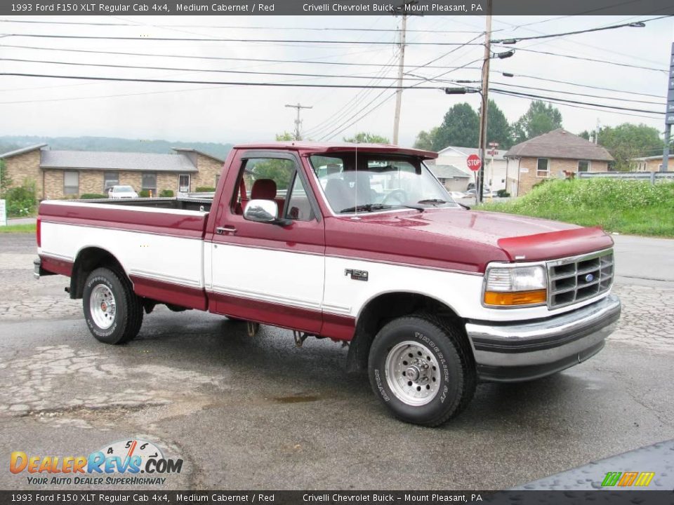 1993 Ford F150 XLT Regular Cab 4x4 Medium Cabernet / Red Photo #13