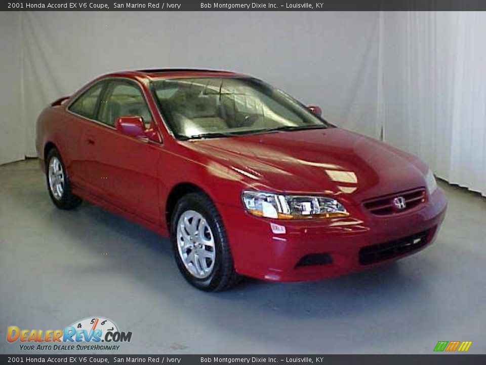 2001 Honda Accord EX V6 Coupe San Marino Red / Ivory Photo #1