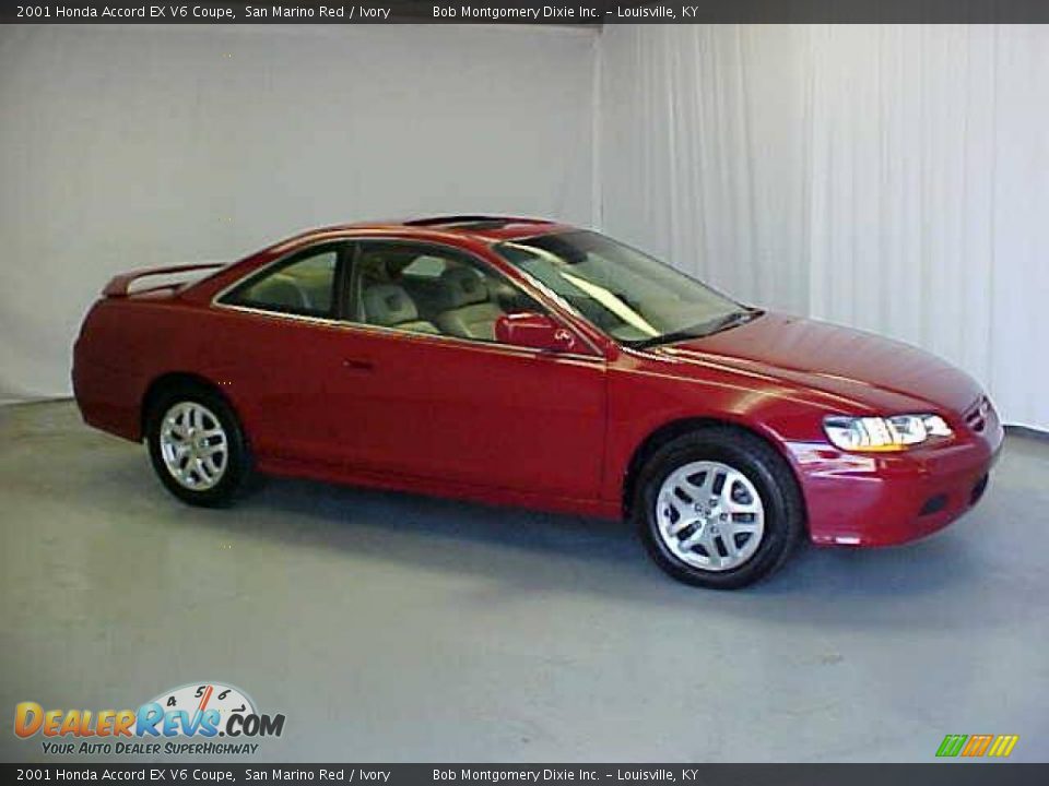 2001 Honda Accord EX V6 Coupe San Marino Red / Ivory Photo #3