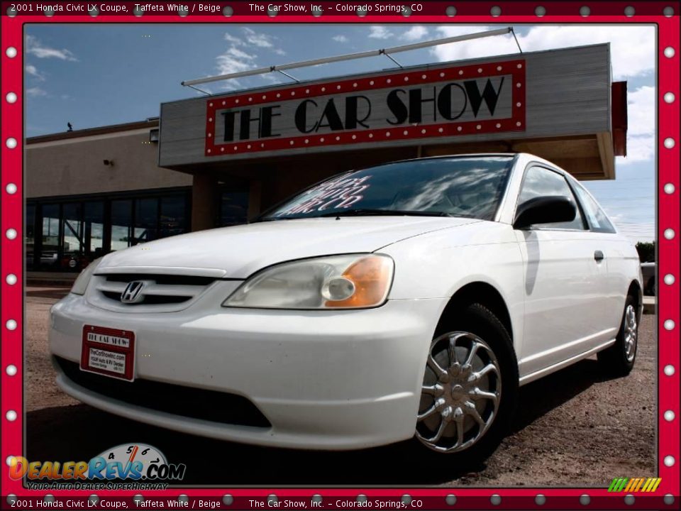 2001 Honda Civic LX Coupe Taffeta White / Beige Photo #1