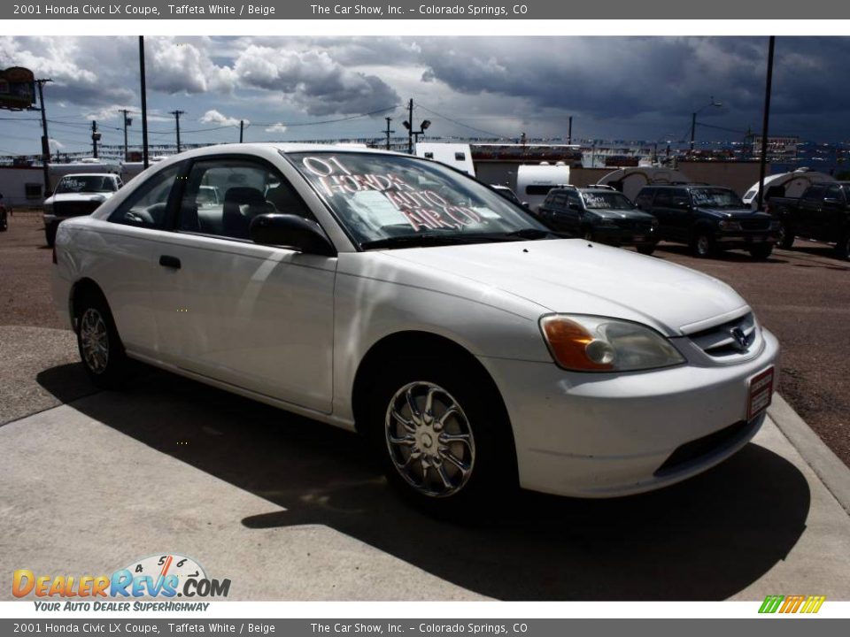 2001 Honda Civic LX Coupe Taffeta White / Beige Photo #2