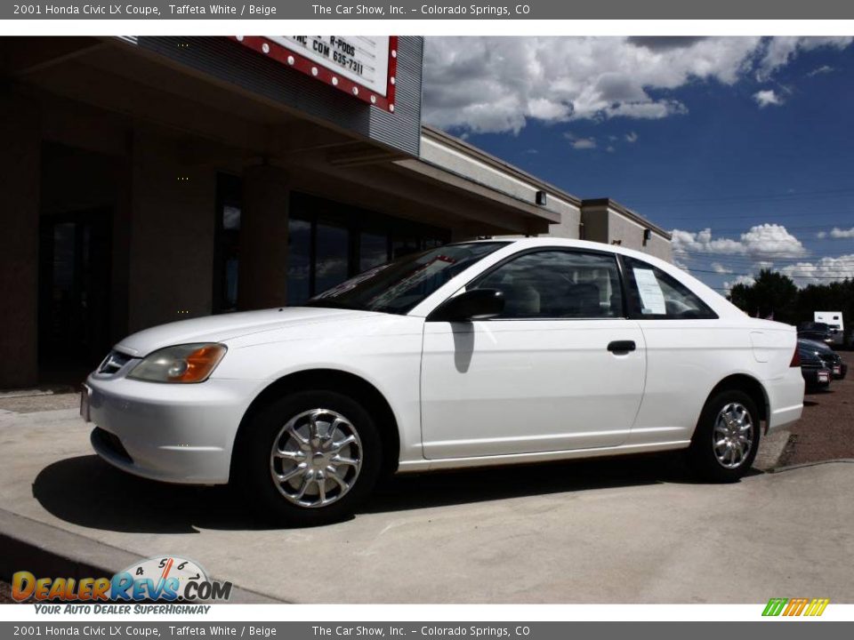 2001 Honda Civic LX Coupe Taffeta White / Beige Photo #5