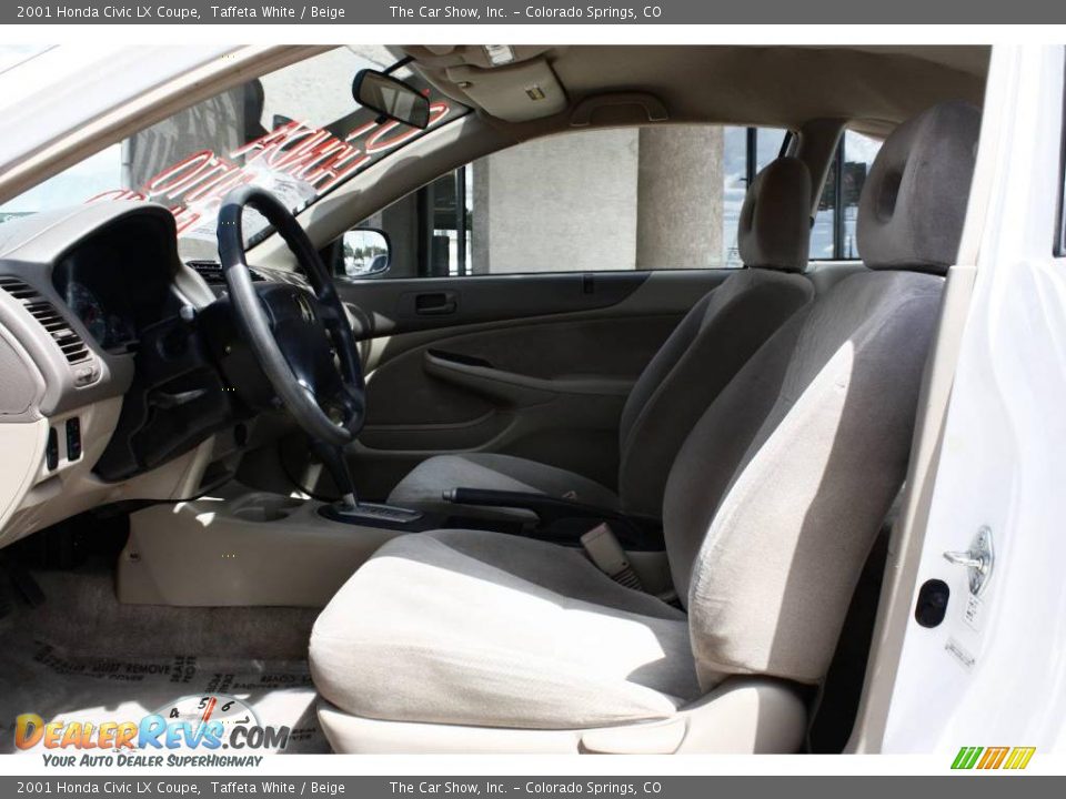 2001 Honda Civic LX Coupe Taffeta White / Beige Photo #6