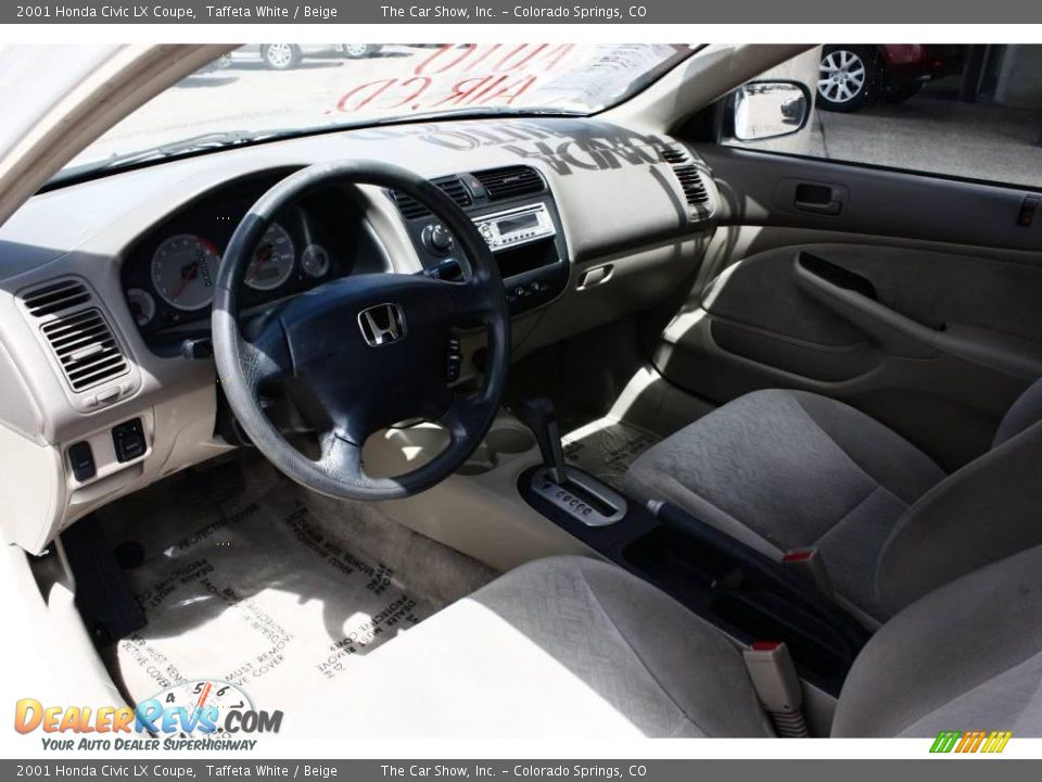 2001 Honda Civic LX Coupe Taffeta White / Beige Photo #7