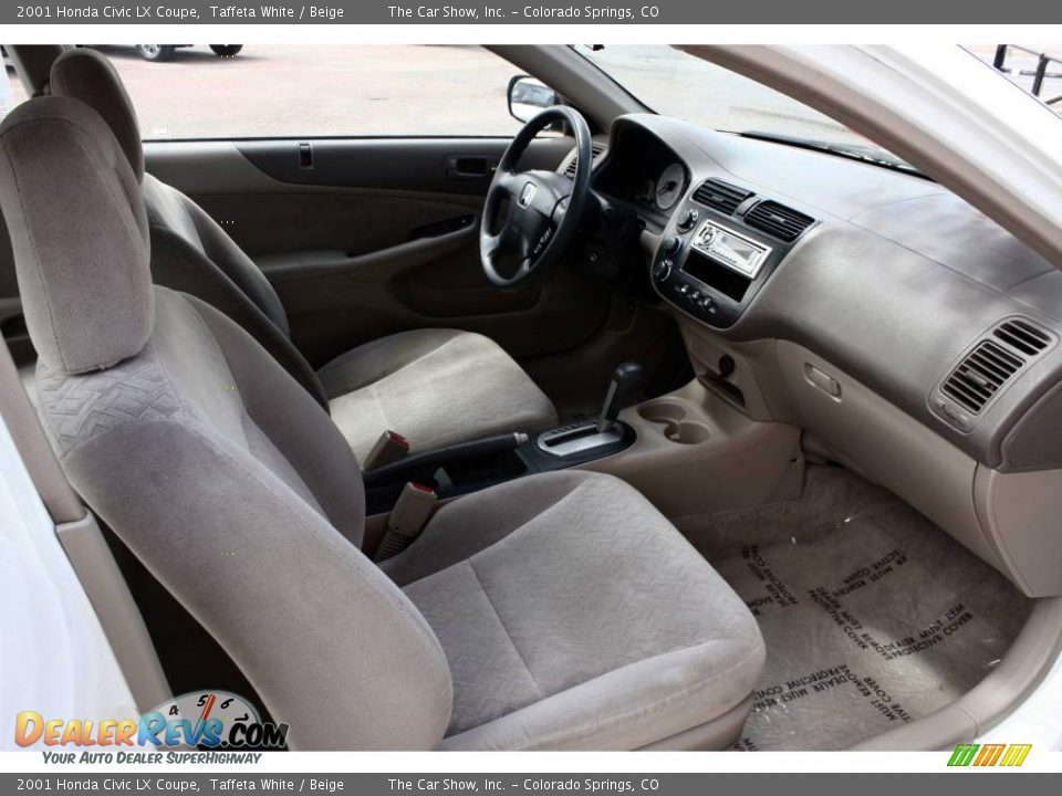 2001 Honda Civic LX Coupe Taffeta White / Beige Photo #11