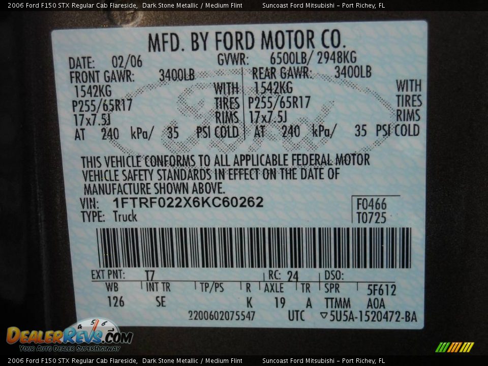2006 Ford F150 STX Regular Cab Flareside Dark Stone Metallic / Medium Flint Photo #29