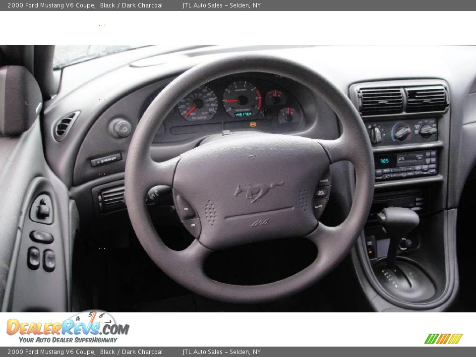 2000 Ford Mustang V6 Coupe Black / Dark Charcoal Photo #11