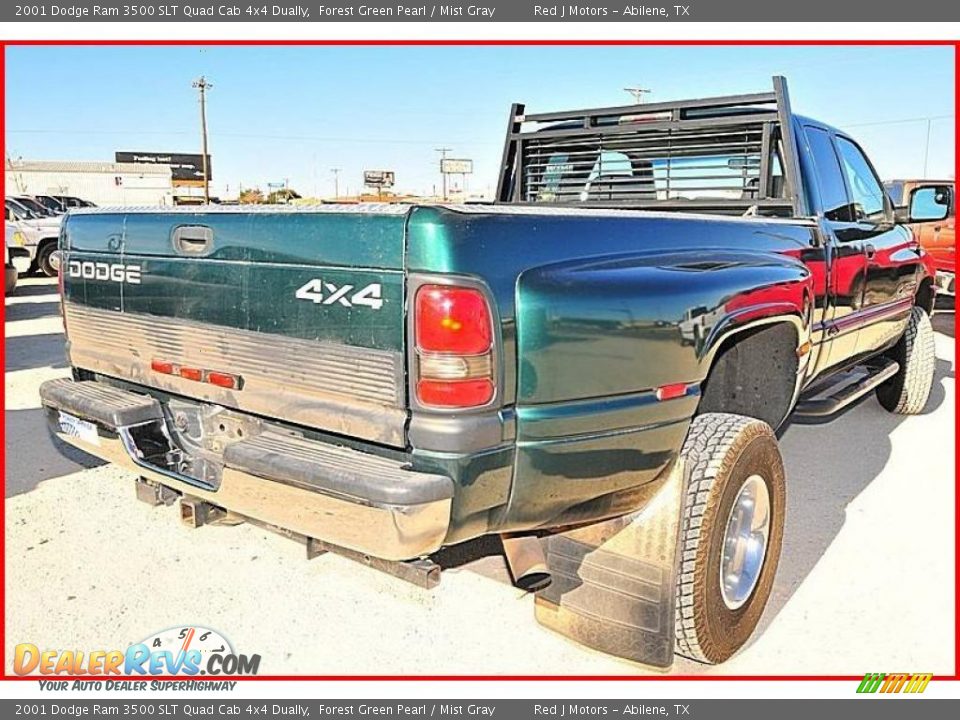 2001 Dodge Ram 3500 SLT Quad Cab 4x4 Dually Forest Green Pearl / Mist Gray Photo #7