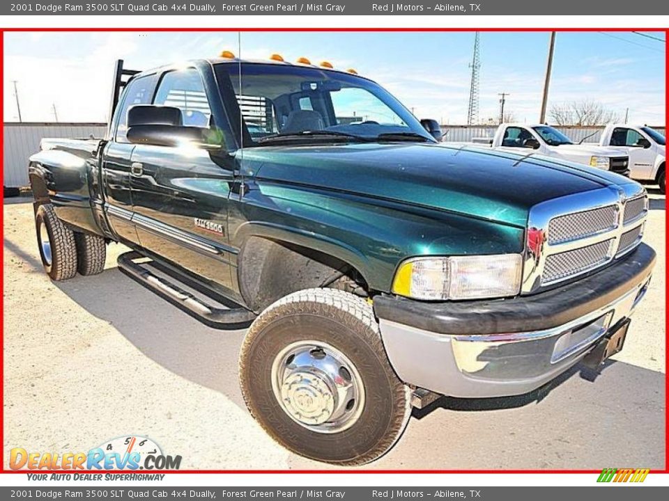 2001 Dodge Ram 3500 SLT Quad Cab 4x4 Dually Forest Green Pearl / Mist Gray Photo #11