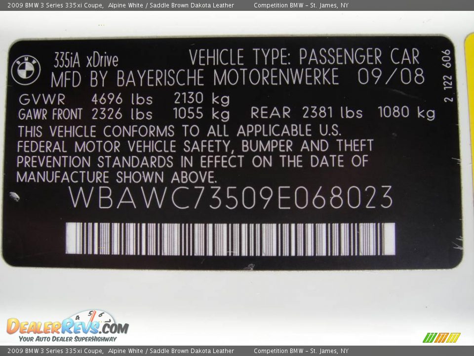 2009 BMW 3 Series 335xi Coupe Alpine White / Saddle Brown Dakota Leather Photo #15