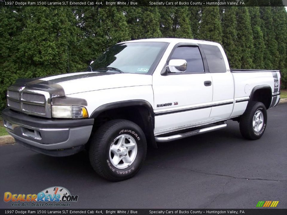 1997 Dodge Ram 1500 Laramie SLT Extended Cab 4x4 Bright White / Blue Photo #1