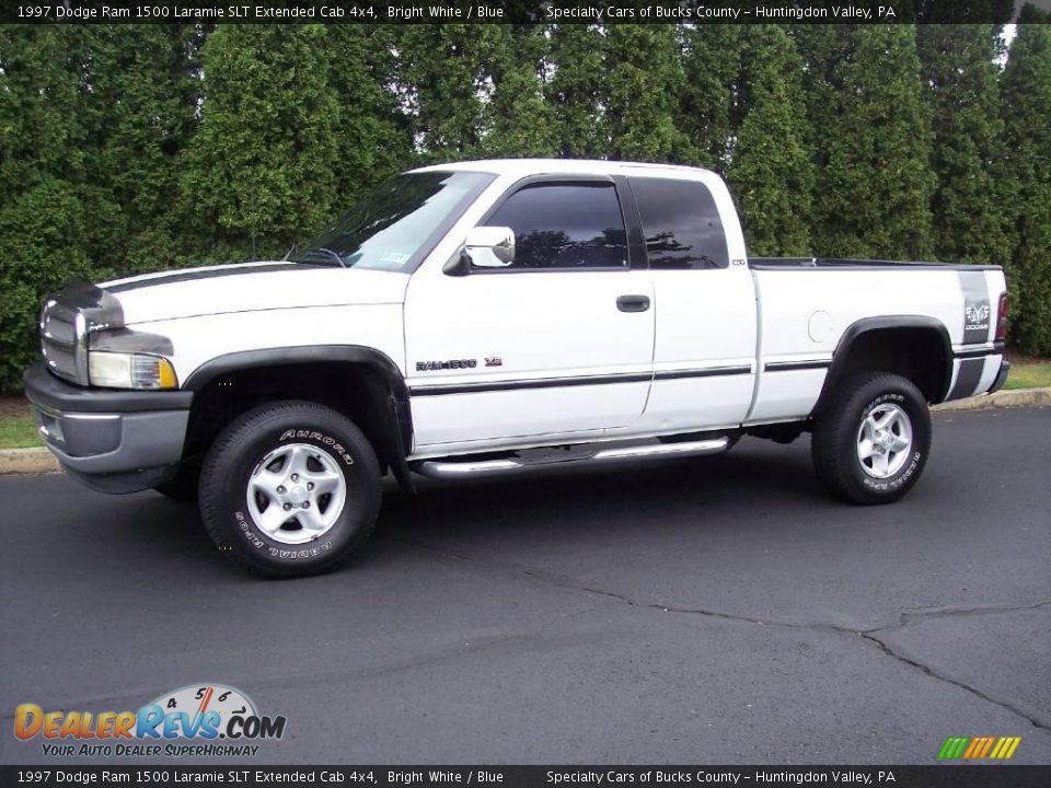 1997 Dodge Ram 1500 Laramie SLT Extended Cab 4x4 Bright White / Blue Photo #3