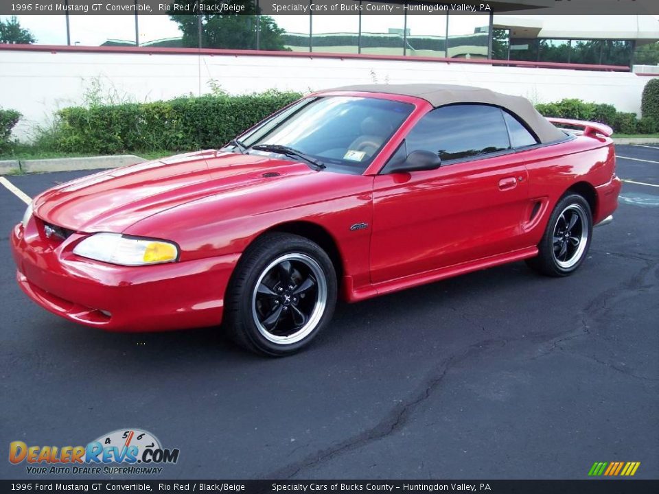 1996 Ford Mustang GT Convertible Rio Red / Black/Beige Photo #1