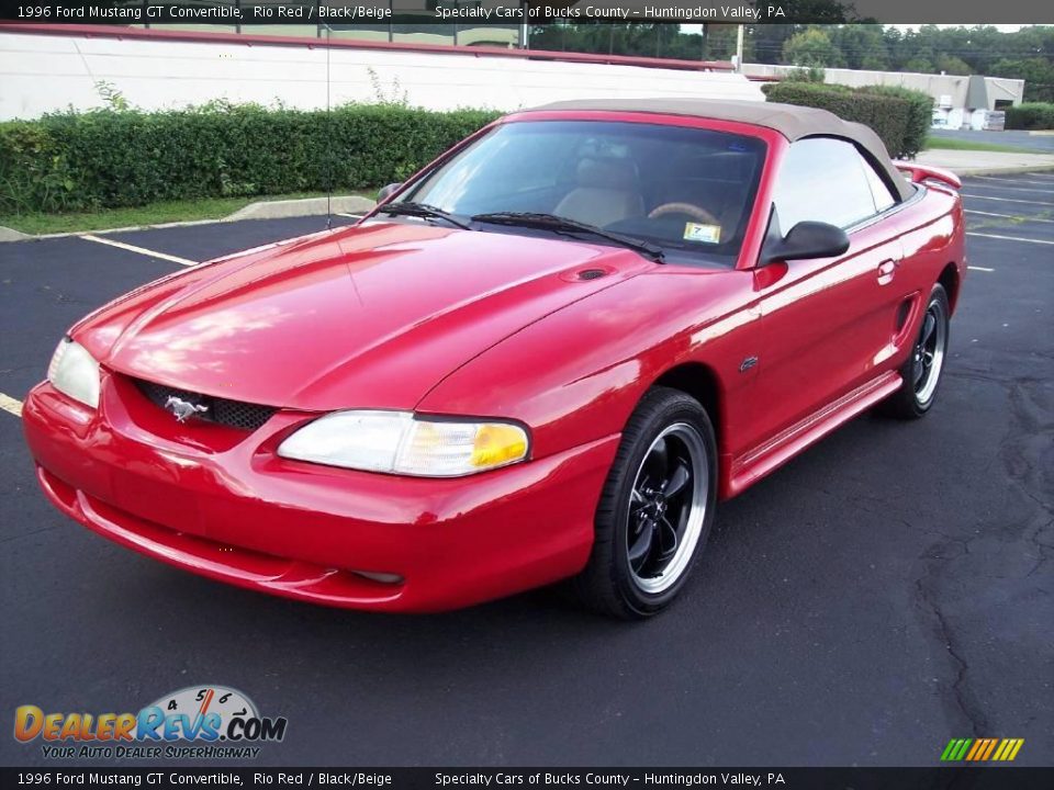 1996 Ford Mustang GT Convertible Rio Red / Black/Beige Photo #3