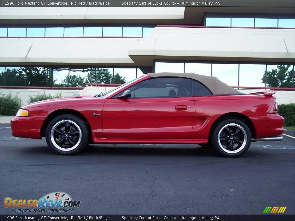 1996 Ford Mustang GT Convertible Rio Red / Black/Beige Photo #4