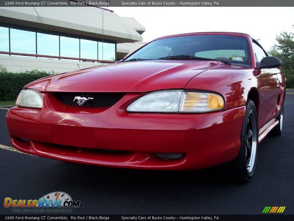 1996 Ford Mustang GT Convertible Rio Red / Black/Beige Photo #9