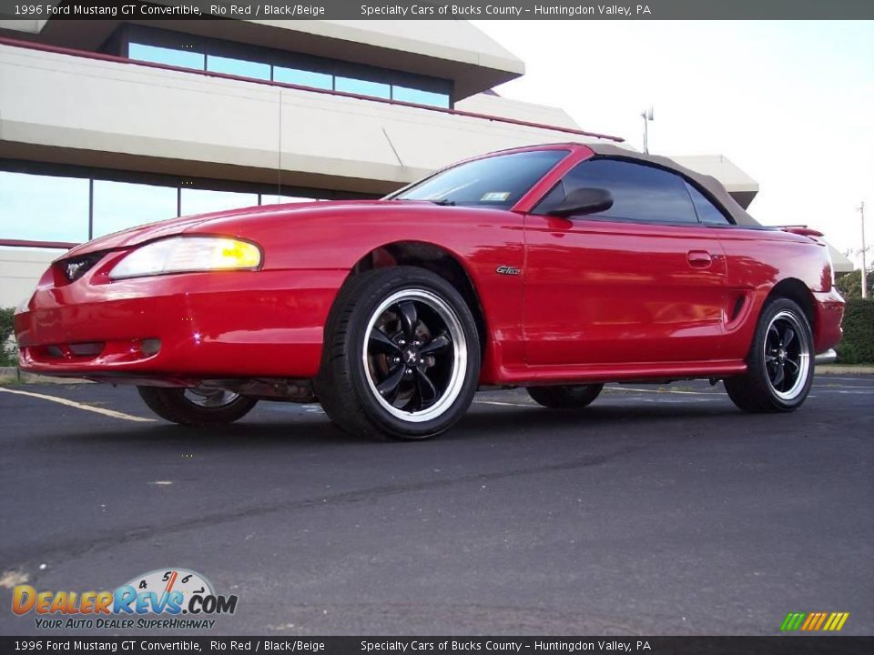 1996 Ford Mustang GT Convertible Rio Red / Black/Beige Photo #10