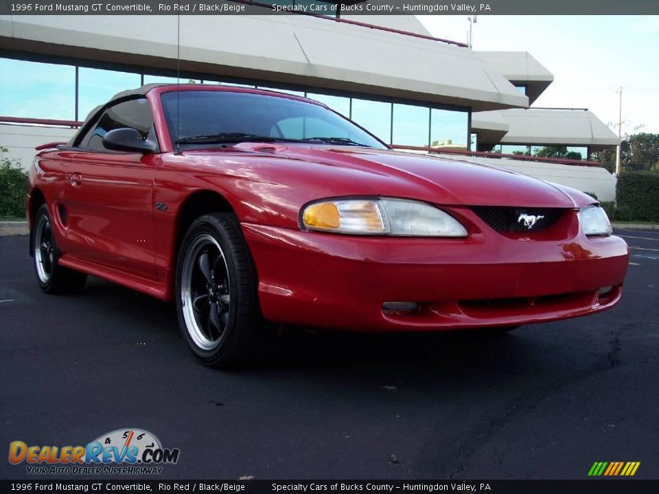 1996 Ford Mustang GT Convertible Rio Red / Black/Beige Photo #12