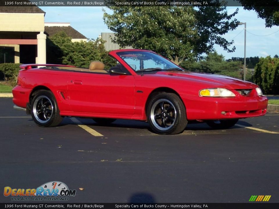 1996 Ford Mustang GT Convertible Rio Red / Black/Beige Photo #24