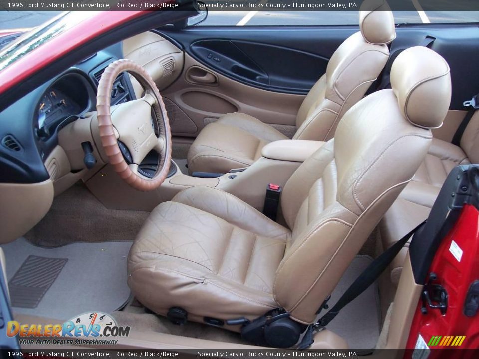 1996 Ford Mustang GT Convertible Rio Red / Black/Beige Photo #27