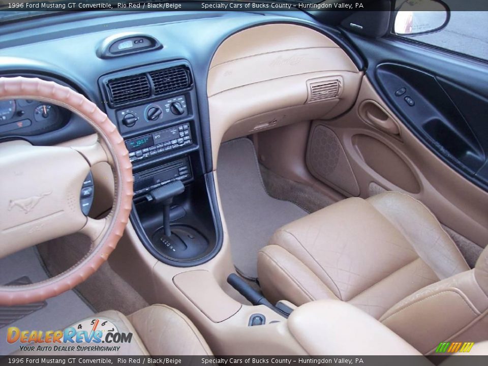 1996 Ford Mustang GT Convertible Rio Red / Black/Beige Photo #29