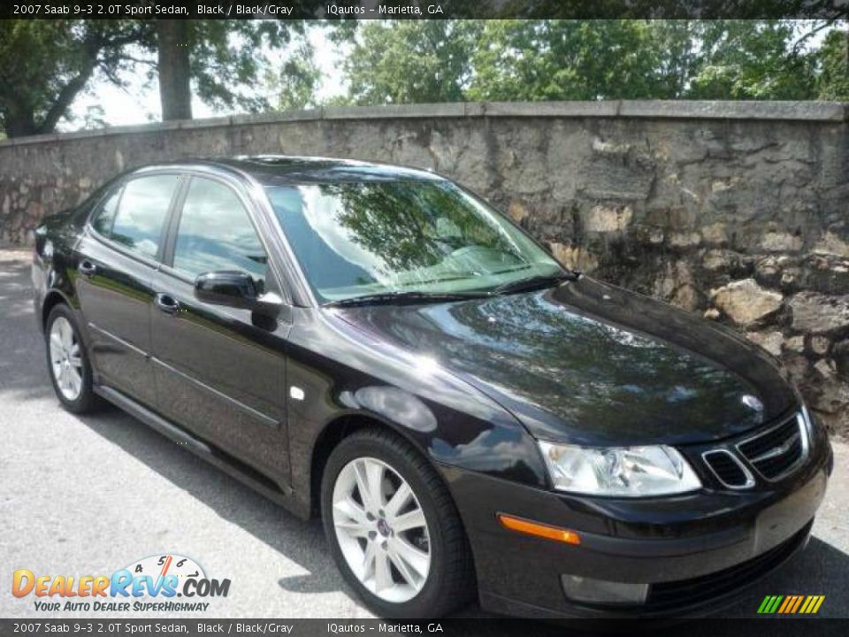 2007 Saab 9-3 2.0T Sport Sedan Black / Black/Gray Photo #1