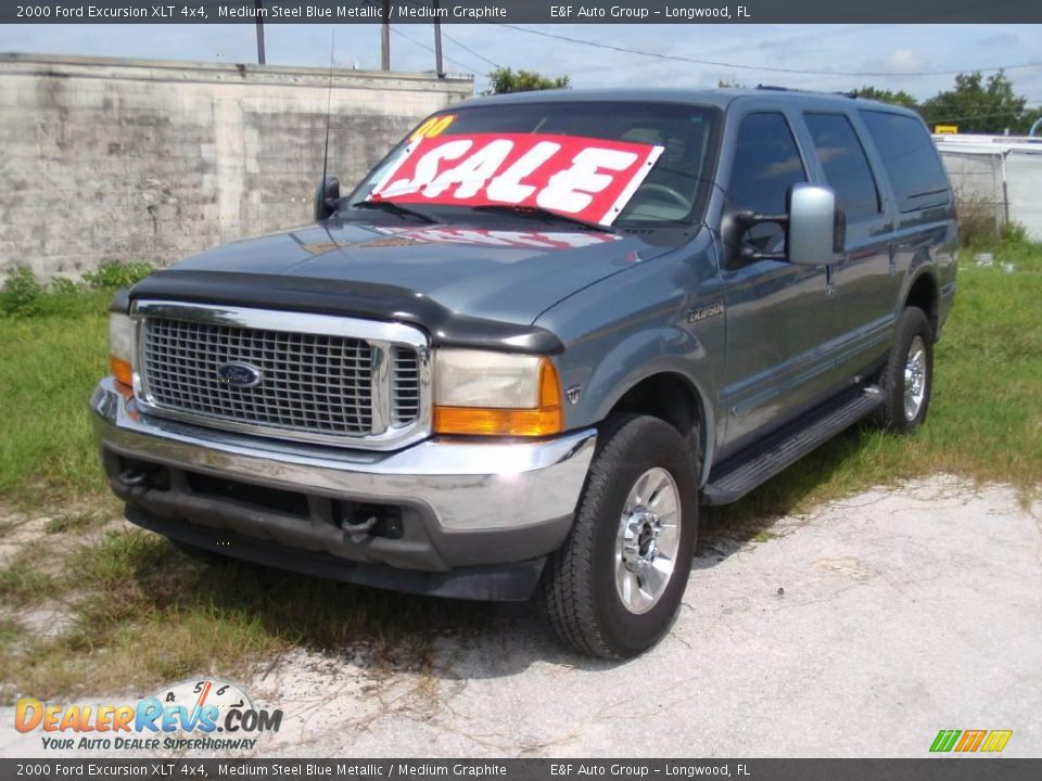 2000 Ford Excursion XLT 4x4 Medium Steel Blue Metallic / Medium Graphite Photo #2