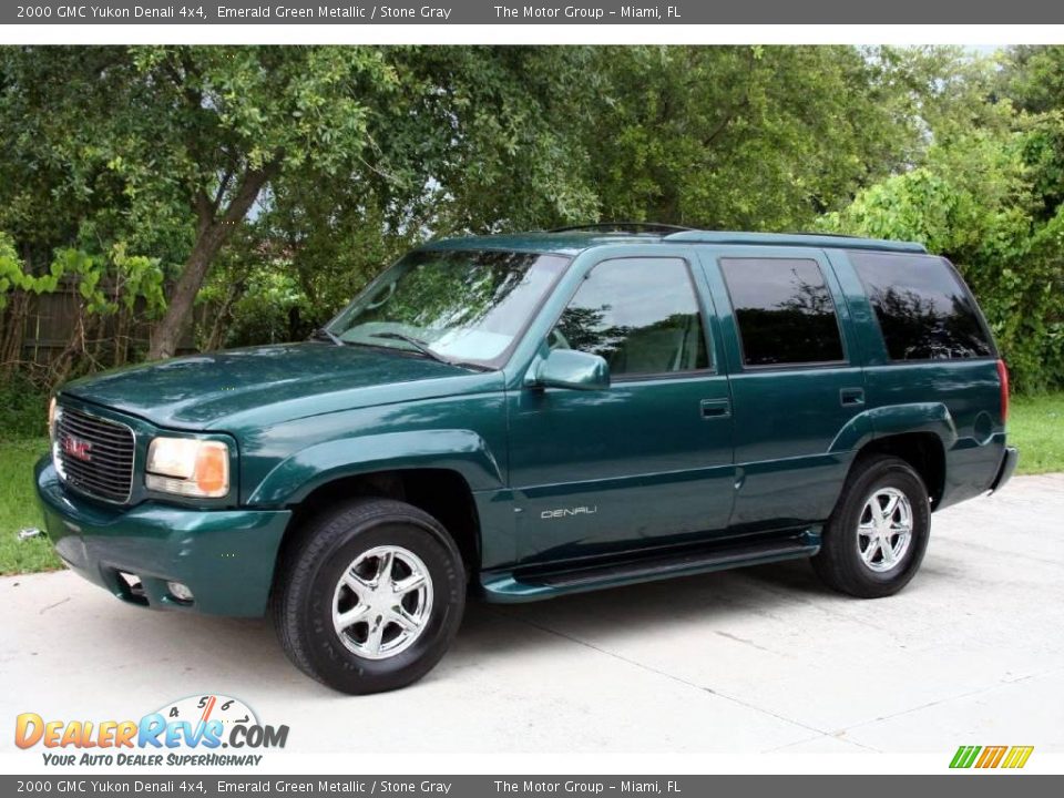 2000 GMC Yukon Denali 4x4 Emerald Green Metallic / Stone Gray Photo #2