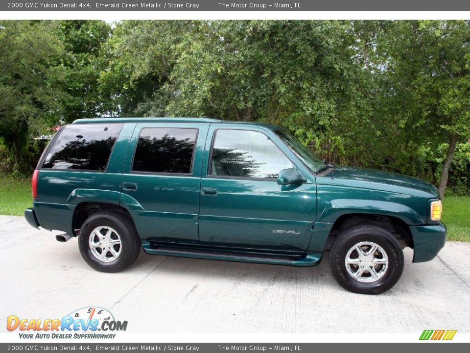 2000 GMC Yukon Denali 4x4 Emerald Green Metallic / Stone Gray Photo #13