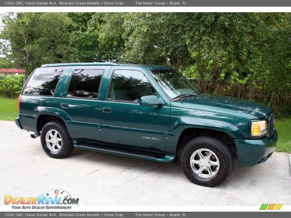 2000 GMC Yukon Denali 4x4 Emerald Green Metallic / Stone Gray Photo #14