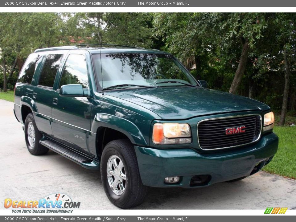 2000 GMC Yukon Denali 4x4 Emerald Green Metallic / Stone Gray Photo #16